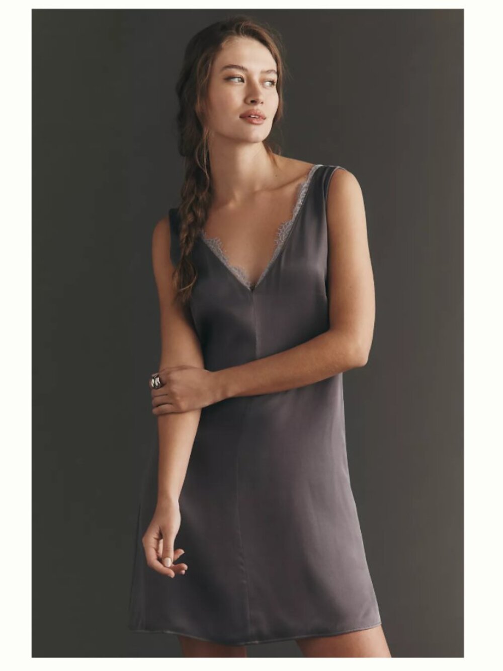 NWT By Anthropologie Sleeveless Lace-Trim Mini Slip Dress Size Medium